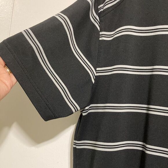 UNDER ARMOUR Black Gray Striped Collar Polo Shirt HeatGear Loose Mens Large - Picture 14 of 15